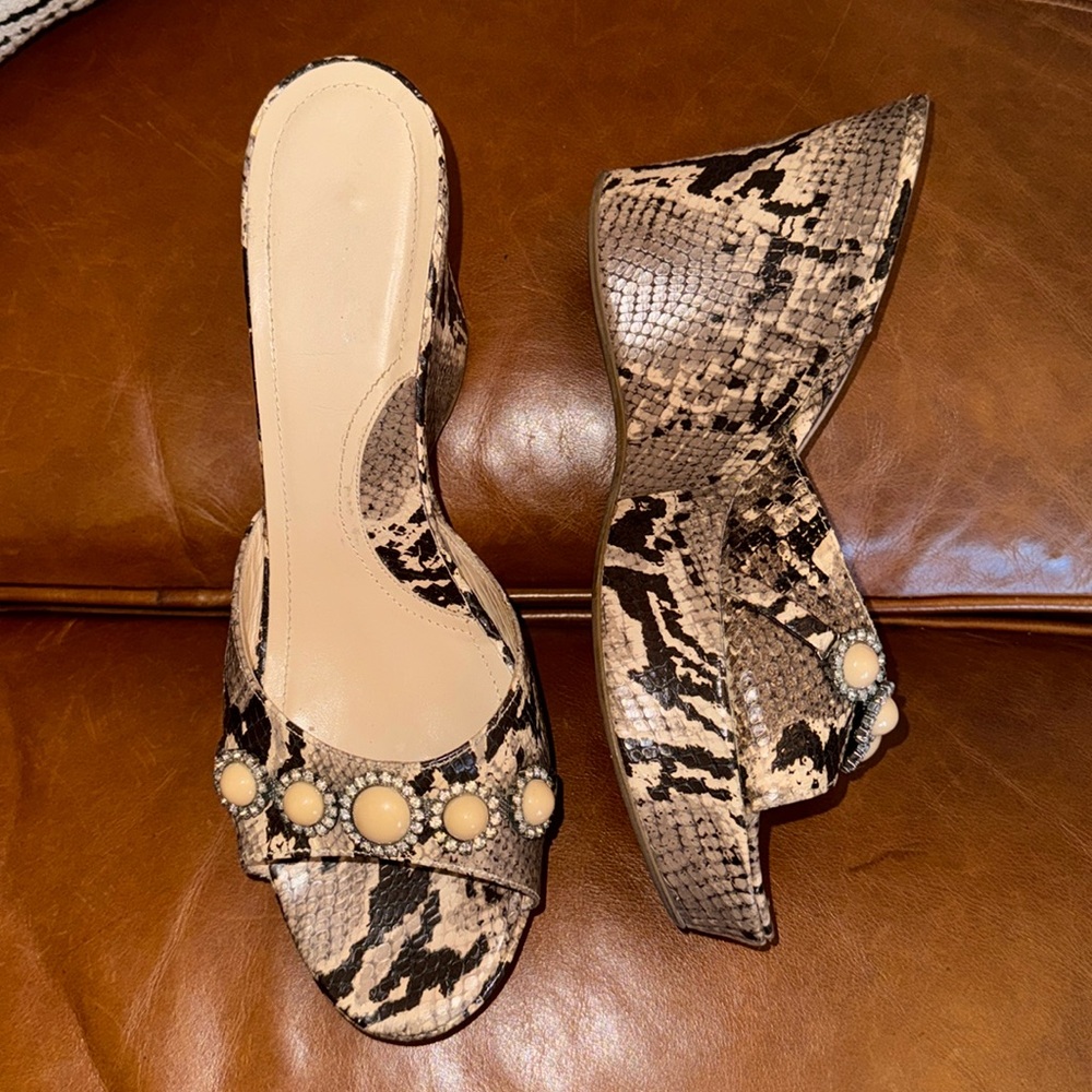 Via Spiga Slip On Python Snake Sandals Size 10.5 - image 1